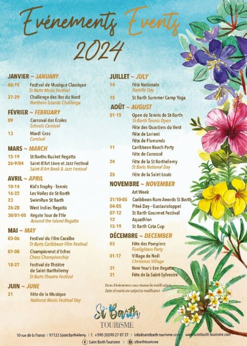 Events calendar St Barts 2024
